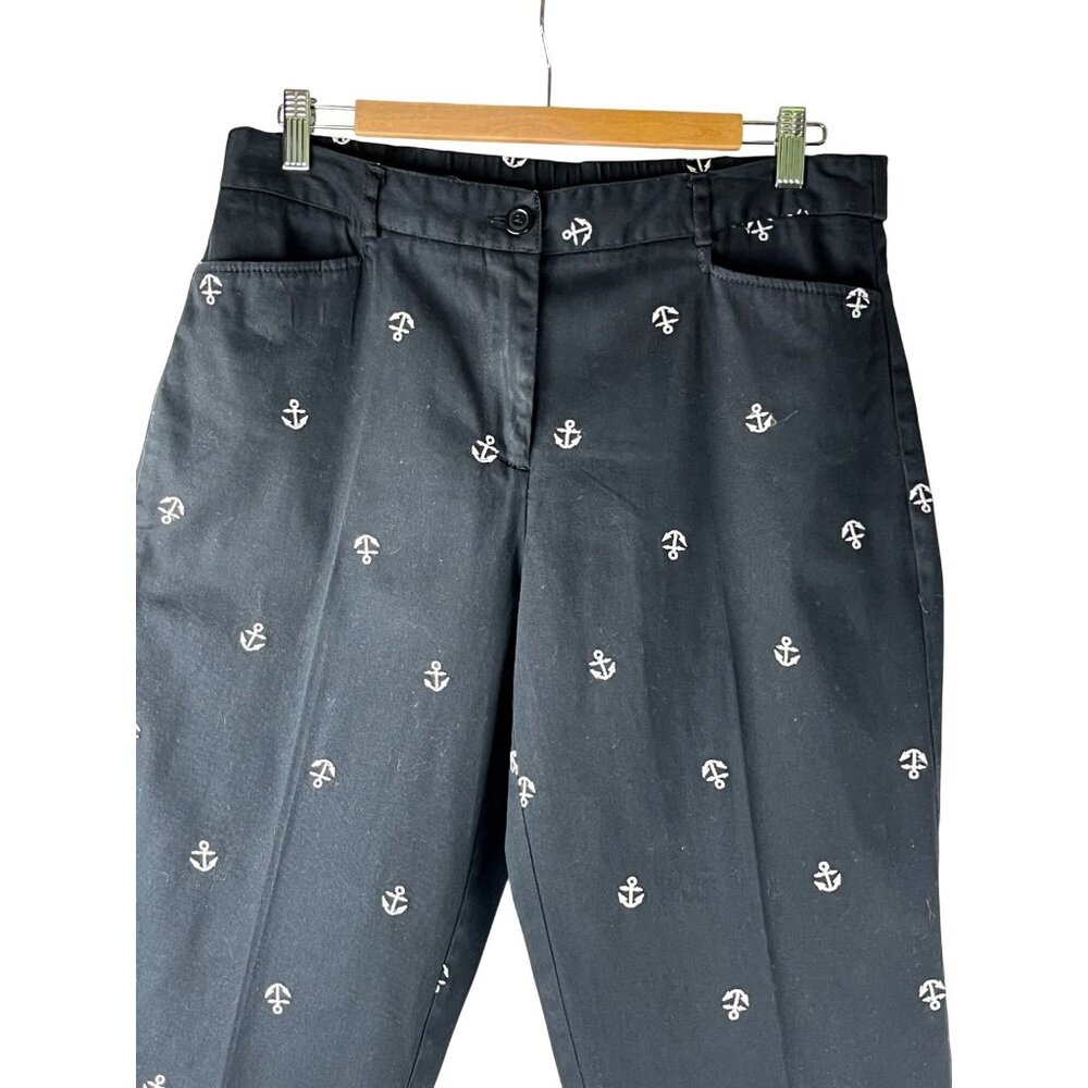 Fisherman, Coastal Grandma Nautical Embroidered Capris Pants, Women's 12 - Picture 3 of 10